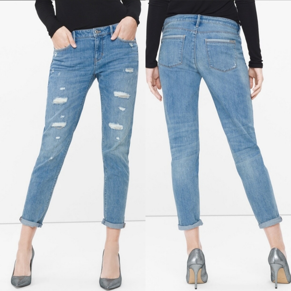 White House Black Market Destructed Girlfriend Jeans